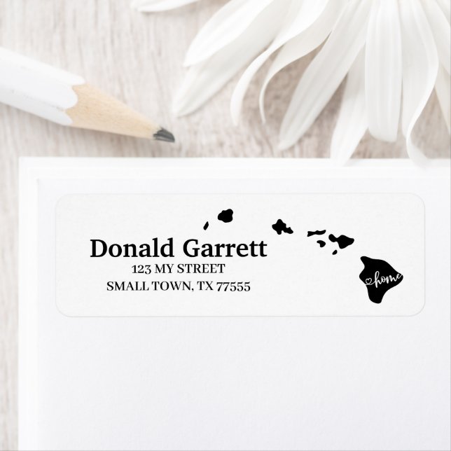 Home State Outline Heart Hawaii Address Return Address Label (Insitu)