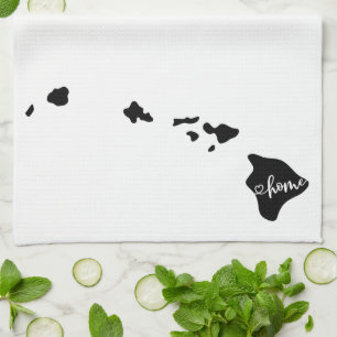 Home State Outline Heart Hawaii Tea Towel