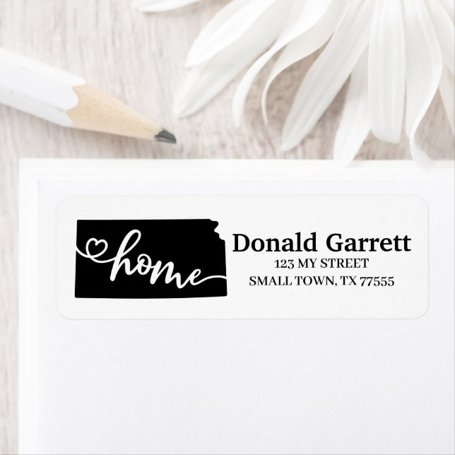 Home State Outline Heart Kansas Address Return Address Label (Insitu)