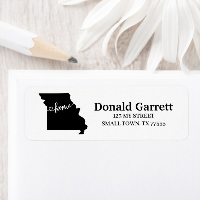 Home State Outline Heart Missouri Address Return Address Label (Insitu)