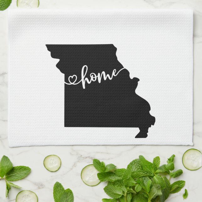 Home State Outline Heart Missouri Tea Towel (Folded)