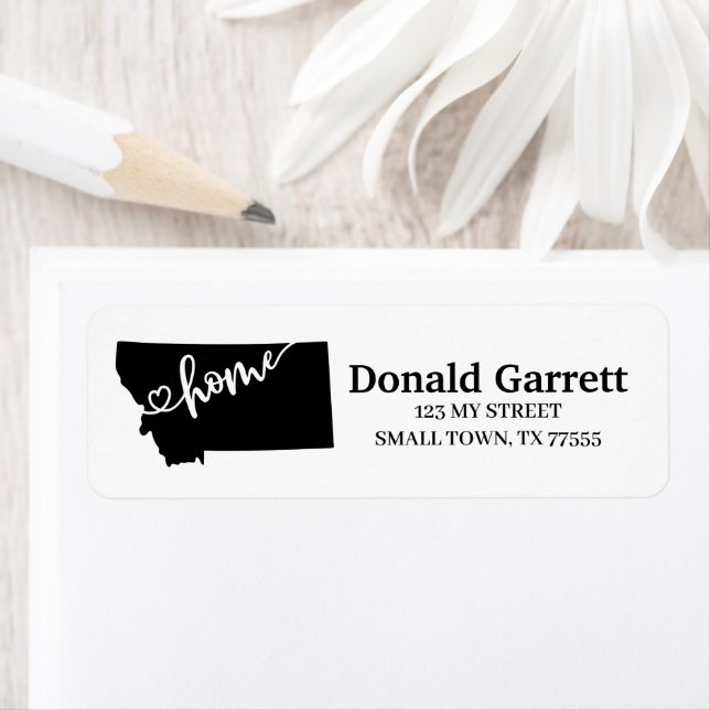 Home State Outline Heart Montana Address Return Address Label (Insitu)