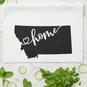 Home State Outline Heart Montana Tea Towel