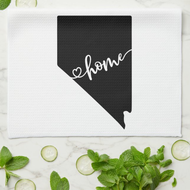 Home State Outline Heart Nevada Tea Towel (Folded)