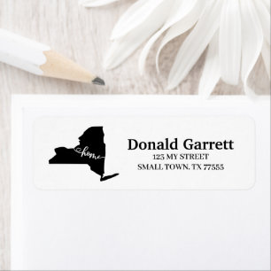 Home State Outline Heart New York Address Return Address Label