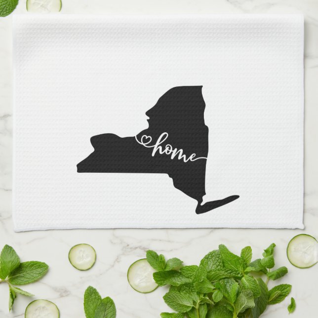 Home State Outline Heart New York Tea Towel (Folded)