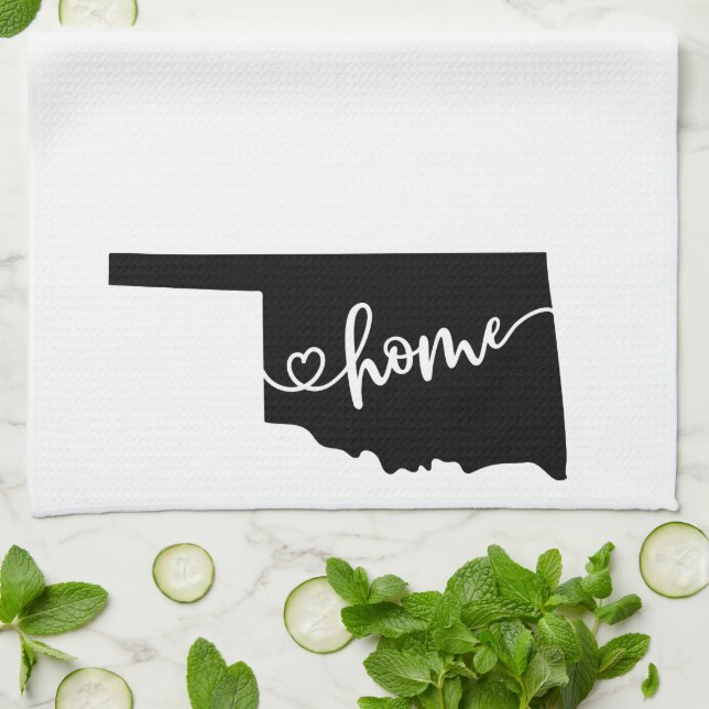 Home State Outline Heart Oklahoma Tea Towel (Folded)