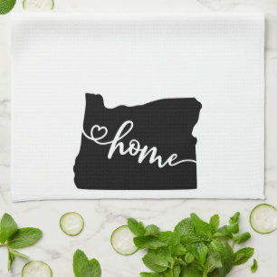 Home State Outline Heart Oregon Tea Towel