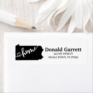 Home State Outline Heart Pennsylvania Address Return Address Label