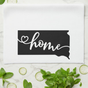 Home State Outline Heart South Dakota Tea Towel