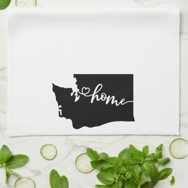 Home State Outline Heart Washington Tea Towel (Folded)