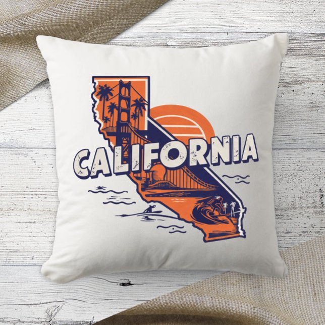 Home State Retro Colour California  Cushion (Creator Uploaded)