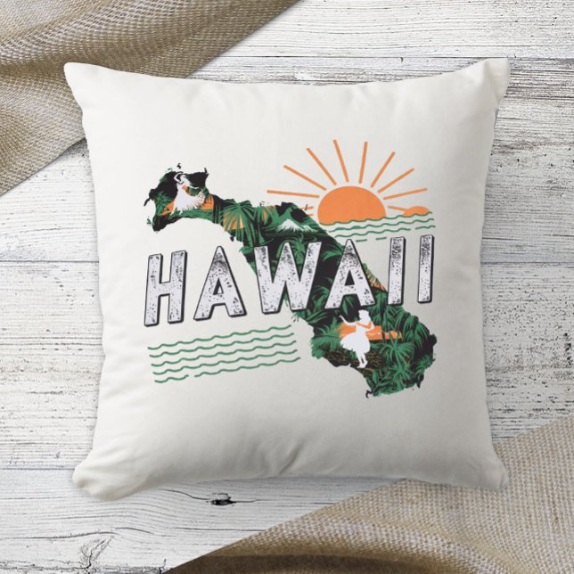 Home State Retro Colour Hawaii  Cushion (Creator Uploaded)