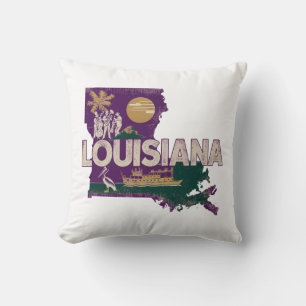 Home State Retro Colour Louisiana  Cushion