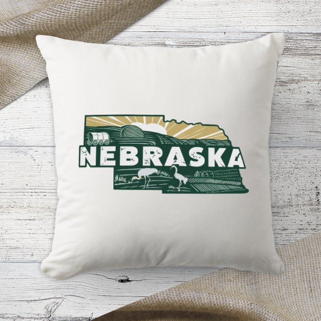 Home State Retro Colour Nebraska Cushion (Creator Uploaded)