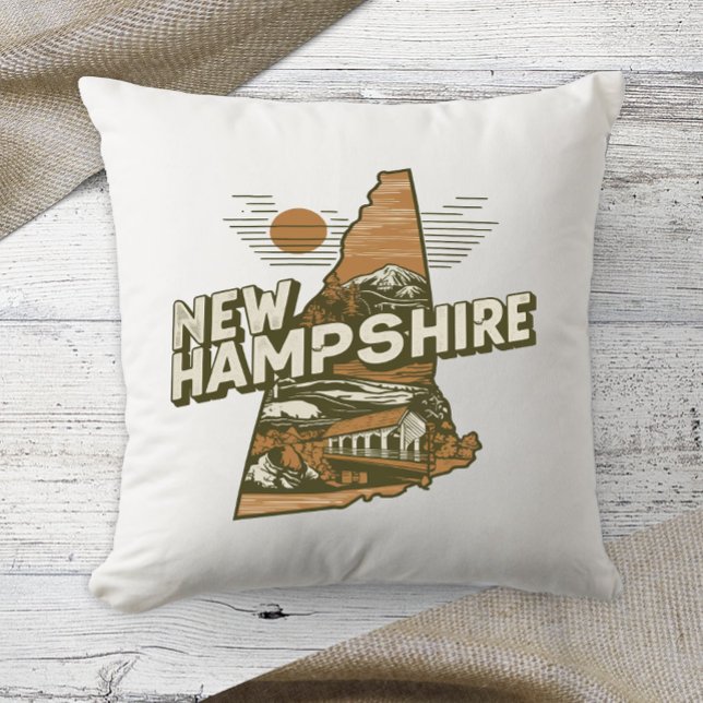 Home State Retro Colour New Hampshire Cushion (Creator Uploaded)