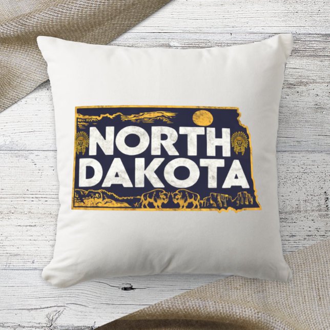 Home State Retro Colour North Dakota Cushion (Creator Uploaded)