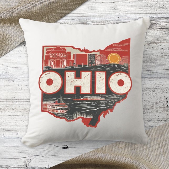 Home State Retro Colour Ohio Cushion (Creator Uploaded)