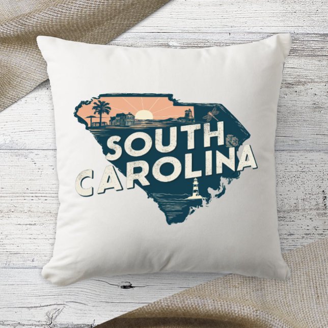 Home State Retro Colour South Carolina Cushion (Creator Uploaded)
