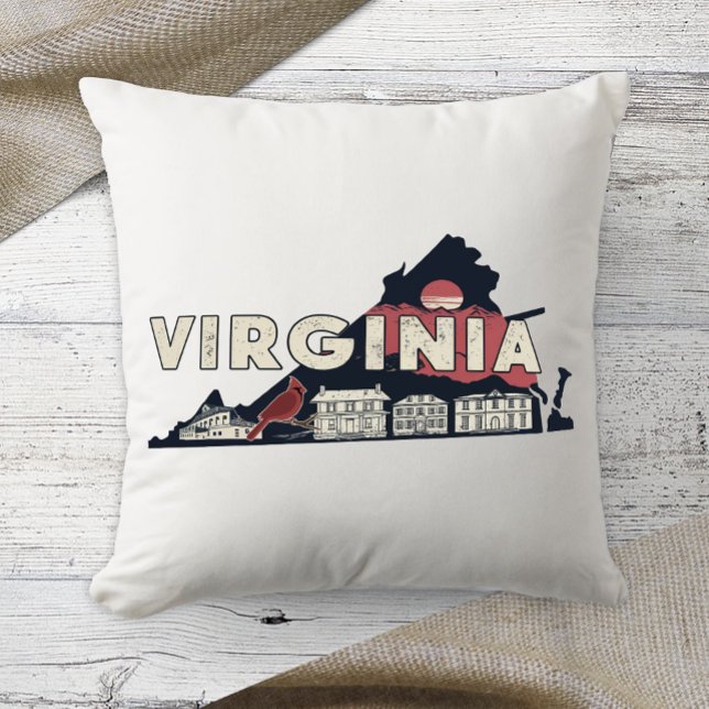 Home State Retro Colour Virginia Cushion (Creator Uploaded)