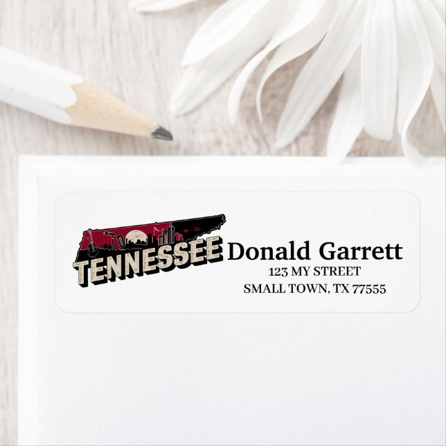 Home State Tennessee Retro Colour Address Return Address Label (Insitu)