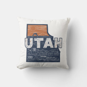 Home State Utah Retro Colour Throw Pillow