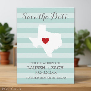 Home State Wedding Save the Date Texas Announcement Postcard