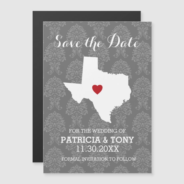 Home State Wedding Save the Date Texas Magnetic Invitation (Front/Back)