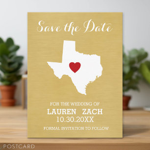 Home State Wedding Save the Date Texas Map Announcement Postcard