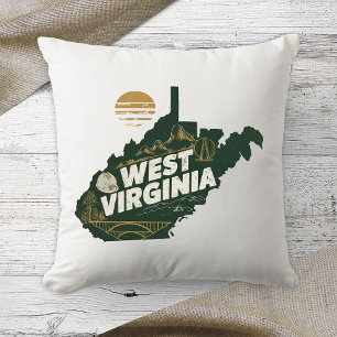 Home State West Virginia Retro Colour Cushion