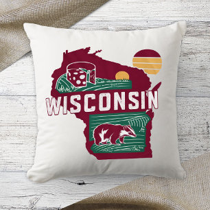Home State Wisconsin Retro Colour Cushion