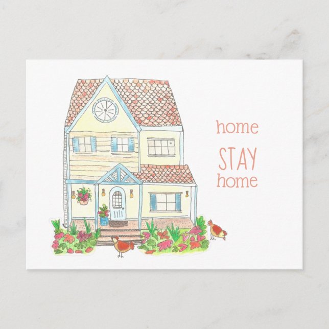 Home Stay Home Social Distancing Note Postcard (Front)