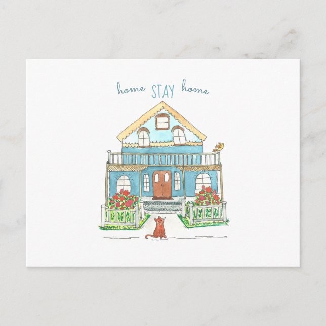 Home Stay Home Social Distancing Note Postcard (Front)