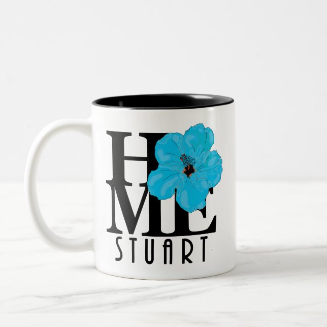 HOME Stuart Blue Hibiscus 11oz Two-Tone Coffee Mug (Left)