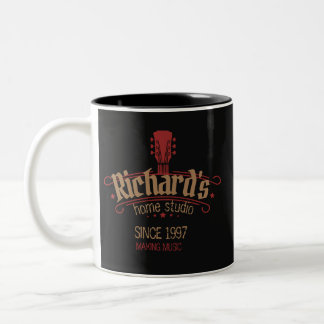 Home studio vintage logo badge retro customisable Two-Tone coffee mug