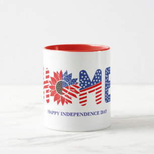 Home Sunflower Flag Patriotic Custom  Mug