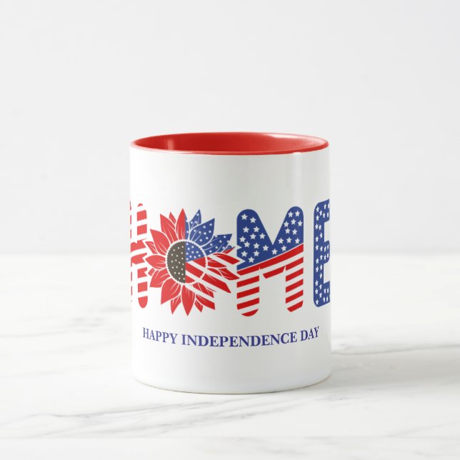 Home Sunflower Flag Patriotic Custom  Mug (Center)