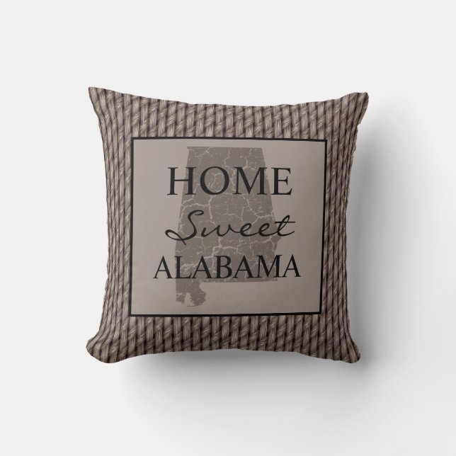 Home Sweet Alabama Faux Weave Cushion (Front)