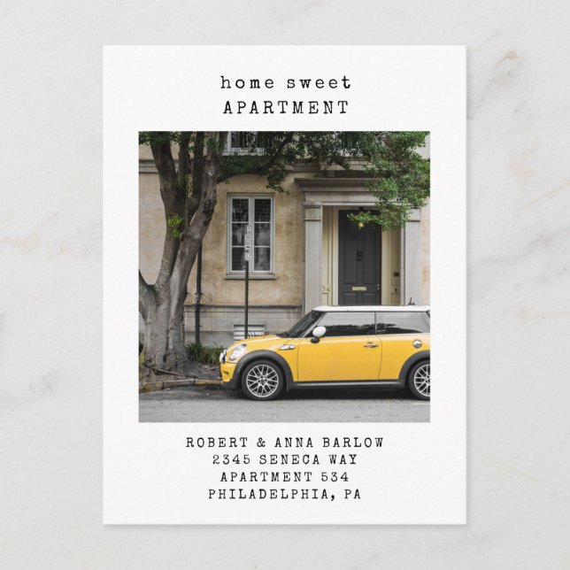 Home Sweet Apartment New Address Photo Moving  Announcement Postcard (Front)