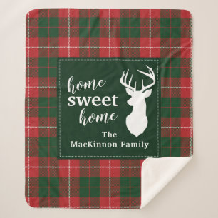 Home Sweet Family Christmas Tartan MacKinnon Plaid Sherpa Blanket