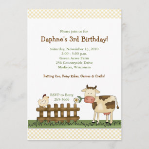 Home Sweet Farm Cow Birthday Invitation 5 x 7