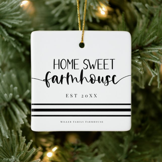 Home Sweet Farmhouse Modern Country Elegance Ceramic Ornament (Tree)