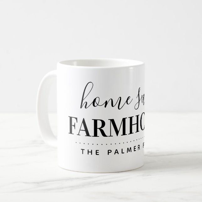 Home Sweet Farmhouse Monogram Coffee Mug (Front Left)