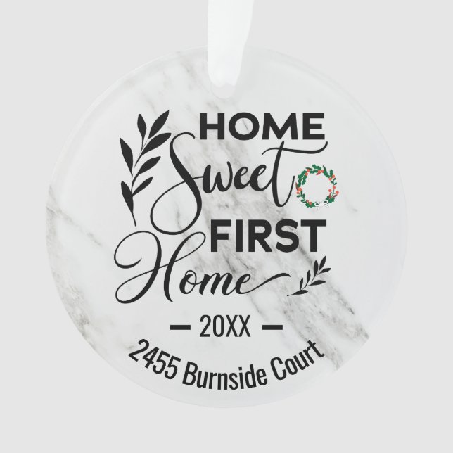 Home Sweet First Home 2023 Personalised Address Ornament (Front)