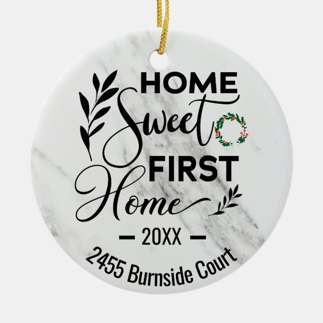 Home Sweet First Home 2024 Personalized Address Ceramic Ornament (Front)