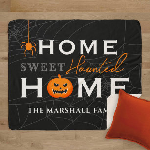 Home Sweet Haunted Home Personalised Halloween Sherpa Blanket