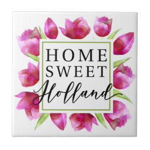 Home Sweet Holland: Pink Tulips Dutch Tulpen Gift Ceramic Tile