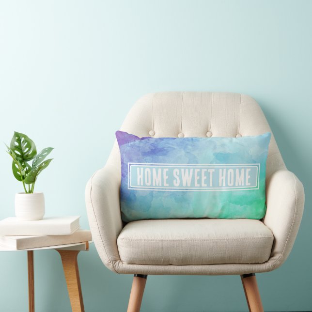 Home Sweet Home Abstract Watercolor Lumbar Cushion (Chair)