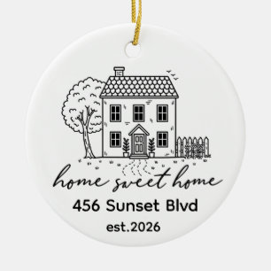 Home Sweet Home Address & Established Year Ceramic Ornament