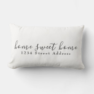 Home Sweet Home & Address Script White Lumbar Cushion